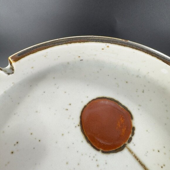 Vintage Japanese Pottery Round Speckled Ashtray Dish Bowl Abstract Flowers Vtg - Picture 5 of 15